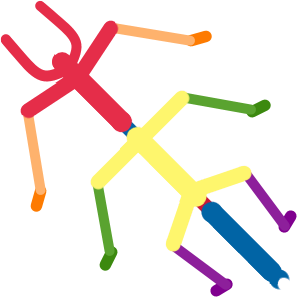 Image is a drawing of a stickbug in rainbow colors.